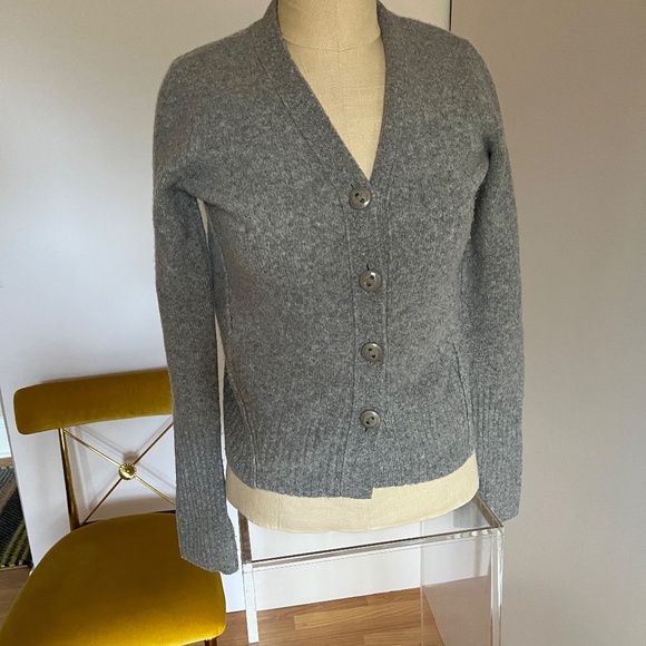 All Saints cashmere grey v-neck, button cardigan Small - Picture 1 of 6